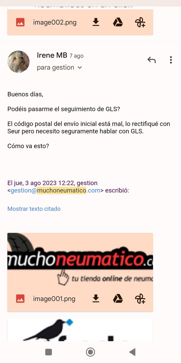 Irenemedinb's tweet photo. @muchoneumatico Mi enfado es mayúsculo de la falta de profesionalidad y servicio. Les escribo. También recuerdo el problema con el código postal. Les escribo. NINGUNA respuesta de @muchoneumatico https://t.co/WAFBTV9hmw