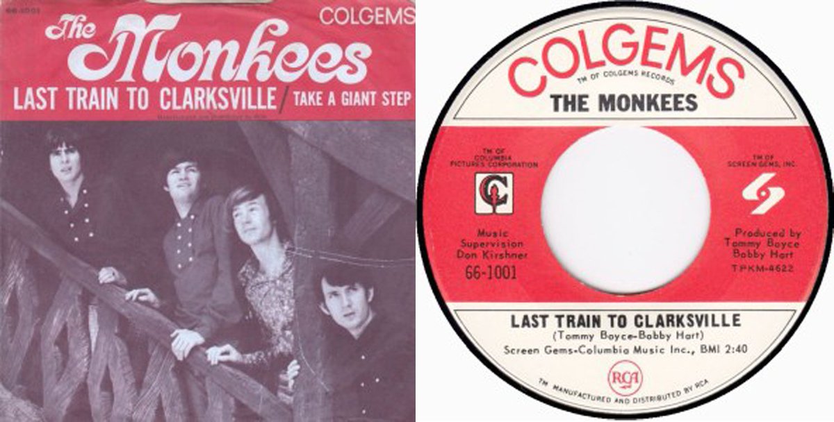 #OTD Aug16,1966 The #Monkees release the single 'Last Train to Clarksville' written by Tommy Boyce and Bobby Hart with lead vocals by Micky Dolenz. The Monkees will enter the Hot100 singles chart at #67 Sep10 and by Nov5 the Monkees will be at #1 @TheMickyDolenz1 @TheMonkees