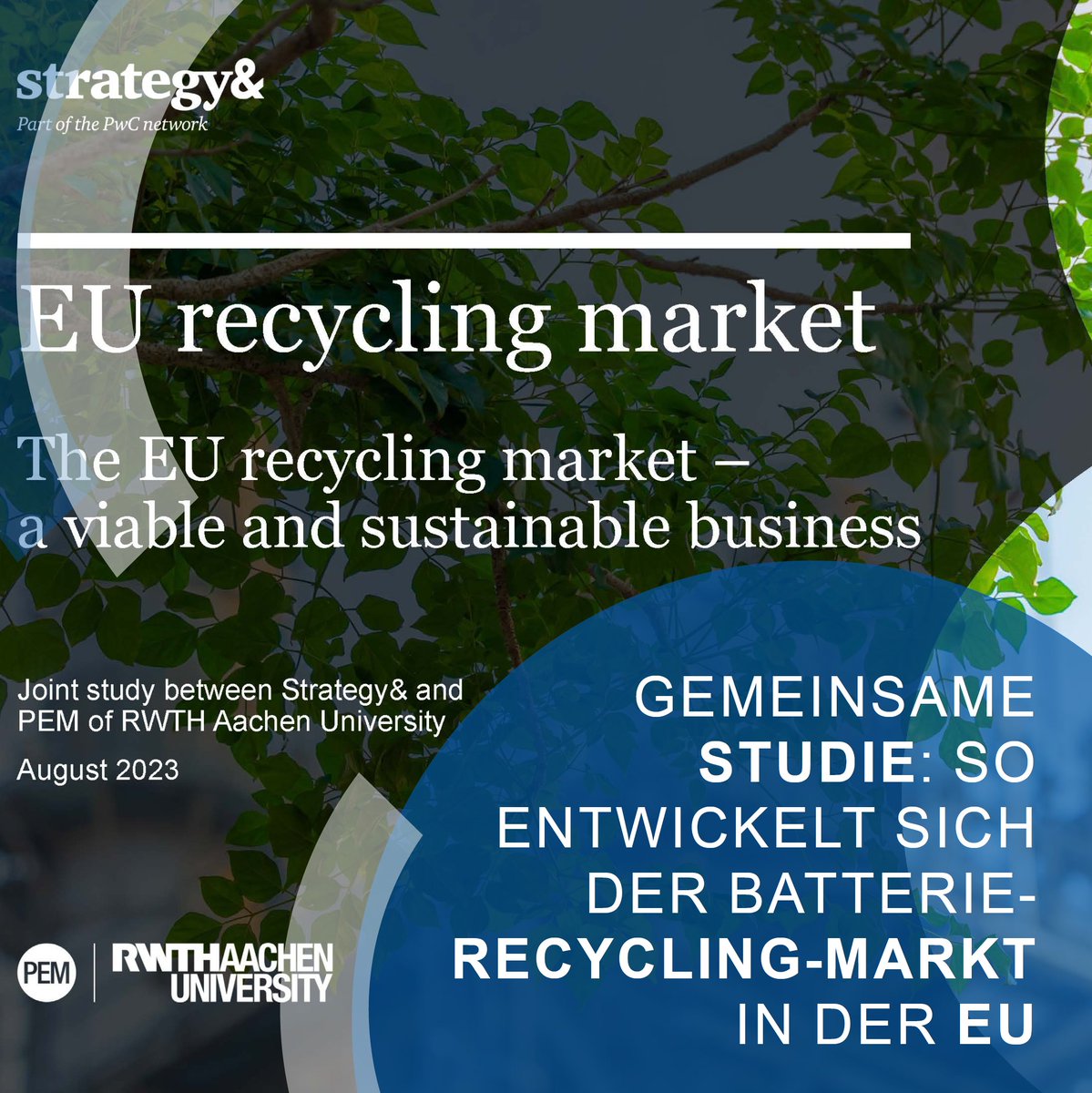 Ab 2030 ist der Markt ausgelastet – wenn bis dahin 2,2 Milliarden Euro für die jährliche Aufbereitung von 570.000 Tonnen Batteriematerial investiert wurden. Mehr dazu in der Studie von #PEM (@akampker) mit <a href="/strategyand/">Strategy&</a> zum #Batterie-#Recycling in der EU: buff.ly/3sdcDP8