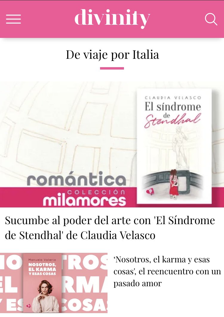 EL SÍNDROME DE STENDHAL en Divinity
#novela #libro #romance #arte #Italia #ClaudiaVelasco <a href="/colecmilamores/">Colección mil amores</a>
<a href="/divinity_es/">divinity</a> cuatro.com/mil-palabras-y…