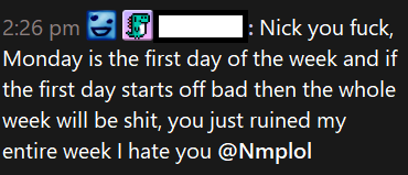 nmplol's tweet photo. Fair response from a viewer for me taking an extra day off?

Thoughts? https://t.co/ON60IVhrvr