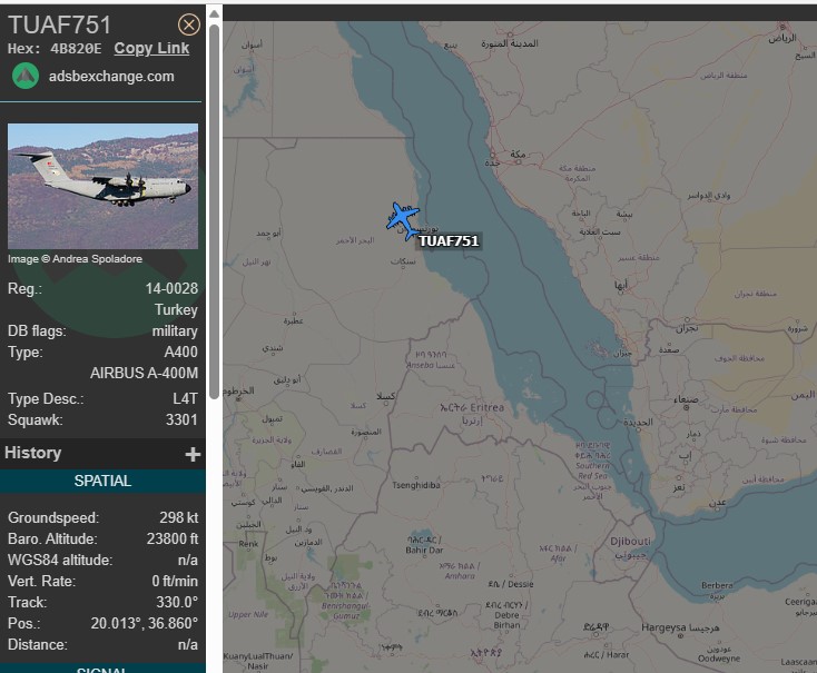 Laurent_Le_Bloa's tweet photo. Second #Turkey AF A400M #TUAF752 landing #PortSudan today. 1st one #TUAF751 left #Sudan currently returning
@RAbdiAnalyst @Abdi678 @0g_ontheground @OAbraar @Wild_JSL @_ngwata @YahyeSL @awkulmiyow @WajaaleMan https://t.co/DpJK8Susjr