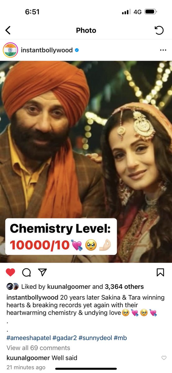 ameesha_patel's tweet photo. Posted @withregram • @instantbollywood 20 years later Sakina &amp; Tara winning hearts &amp; breaking records yet again with their heartwarming chemistry &amp; undying love🥹💘🥹💘
.
.
#ameeshapatel #gadar2 #sunnydeol #mb https://t.co/4SrsBorVIO