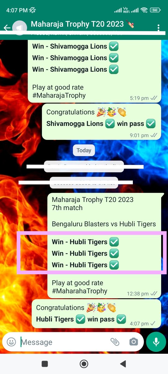 theDcricket2O's tweet photo. Congratulations 🎉🥳👏
Hubli Tigers ✅ win pass ✅
For more match Reports
WhatsApp - https://t.co/iheC8HY3dp
#MaharajaTrophy #KSCA #BBvHT #CricketInsider https://t.co/4yGdRF2zn4