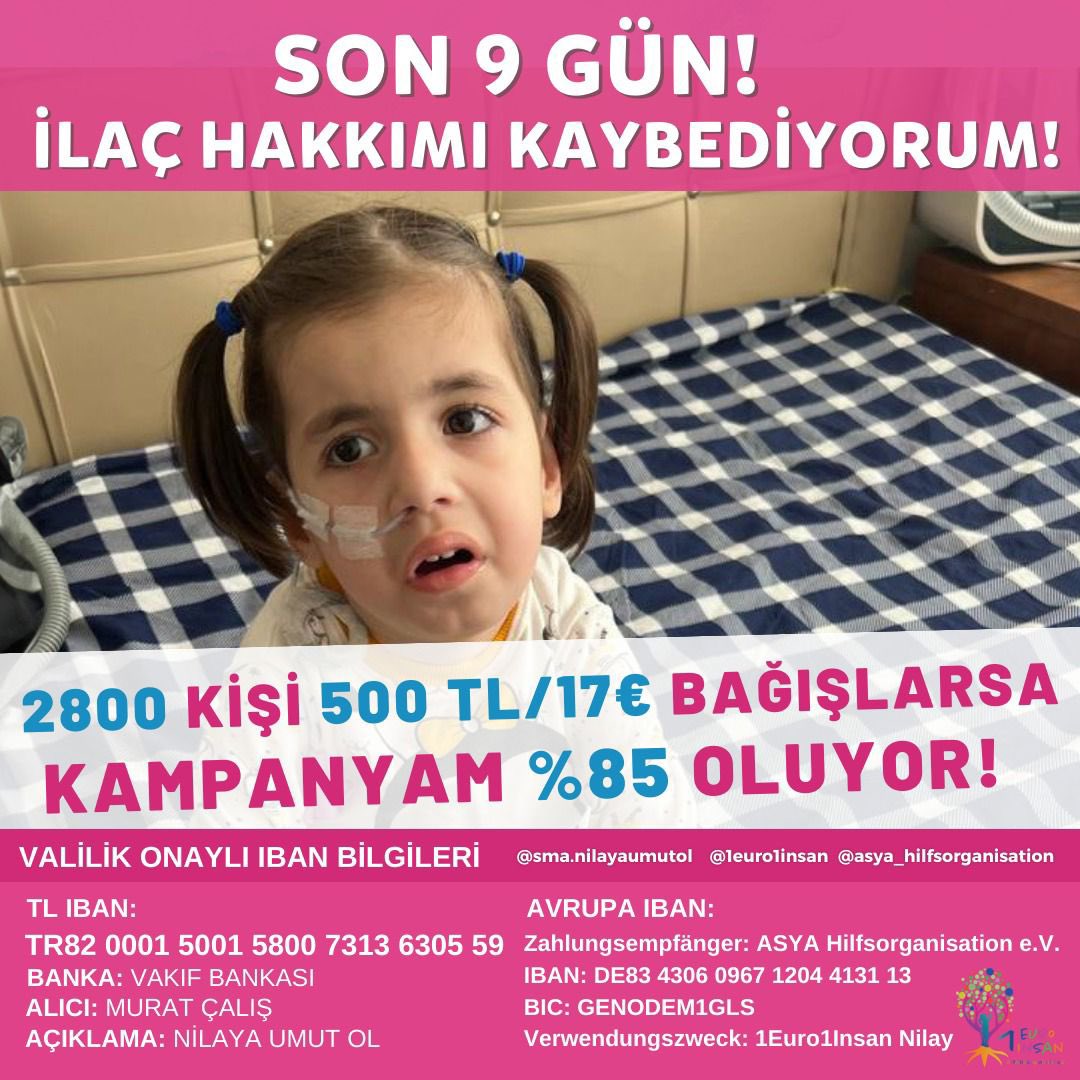 Nilay’a Umut olalım, Nefes olalım 💕
Son 9 gün …
#NilayaUmutOl
<a href="/nilayaumutol/">SMA NİLAY KAZANDI</a>