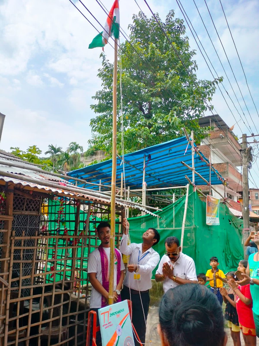 inyassam's tweet photo. The INY Secretariat in the lead of Gen. Secretary , Nirup J. Das and the local people hoisted the Tricolour on account of 77th Independence Day on 15th August,23 at HQ Nagaon, Assam. Homage to the brave souls was also given. 

#AzadiKaAmritMahotsav 
#IndependenceDay2023 https://t.co/hNBsPA65co