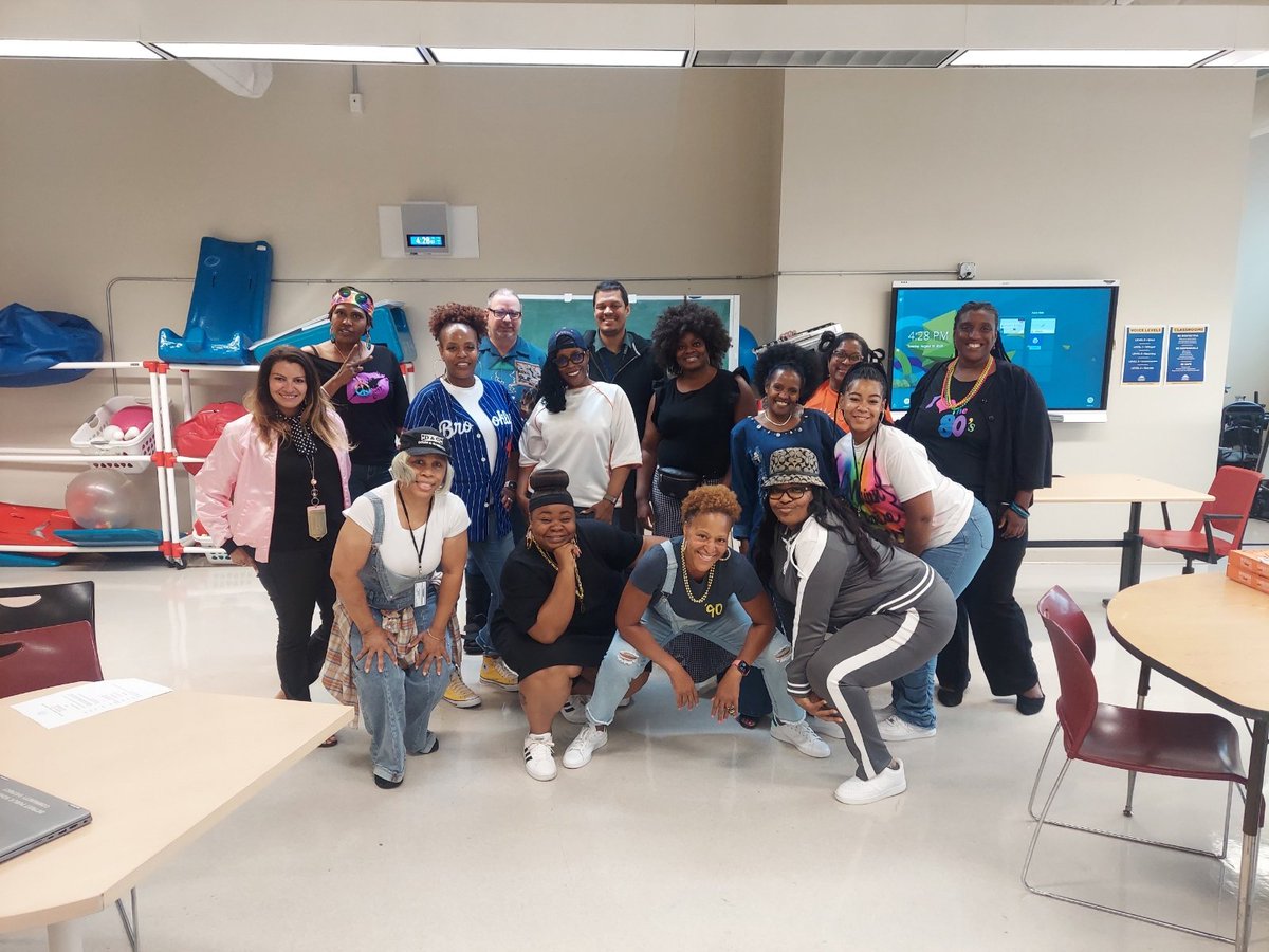 caesarad's tweet photo. Feeling motivated as we Concluded Day 2 of ESE Leadership Retreat 8/15/23 wearing 70s, 80s or 90s attire. We even got a chance to enjoy the sounds of @RenaissanceHig3 awesome marching band.  It's going to be a Great School Year! #Detroitk12 @Lnzoma @RamirezESELead  #DPSCD https://t.co/vOwXnHxFNU