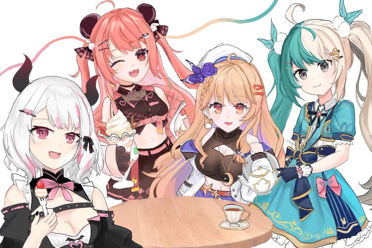 Sakuya___n's tweet photo. 幻花茶屋・甜蜜的下午茶時光
#茶屋畫廊 #RumiiArt #mya_rt #月光收集箱 #拉麵包
但小心別吃太多變肥了哦🍨🍰☕ https://t.co/C5eGtlUvKv