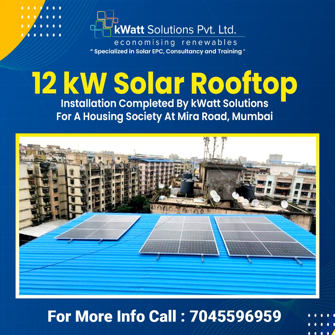 kwatt_solutions's tweet photo. #kWattsolutions has successfully installed a 12 kW Solar PV Rooftop Plant for one of the Clients in Mira Road, #Mumbai, Maharashtra
#plantinstallation #solarrooftop #solarcleaning #solar #solarpv #solarindustry #solarinstaller #kWattsolutions #kwatt #renewableenergy #greenenergy https://t.co/2abfeUKyns