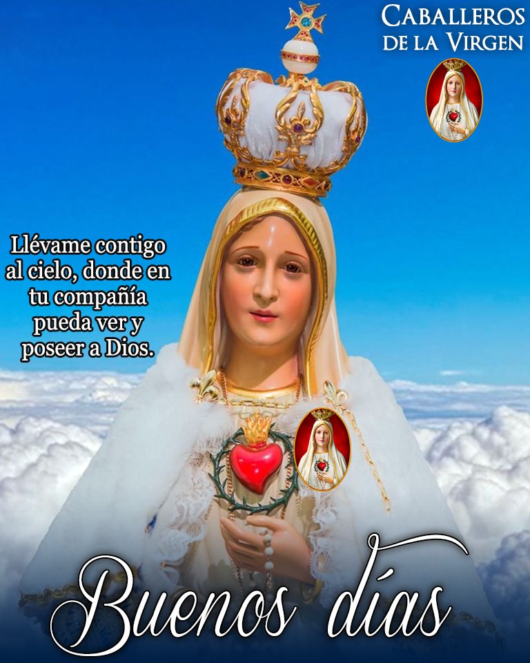 Cab_Virgen's tweet photo. Buenos días.
Hay pensamientos que nos animan a seguir adelante y nos dan fuerzas para vencer las dificultades. ¡No te dejes abatir! ¿Has pensado cómo será vivir con María en el Cielo? https://t.co/RqRqyDGChs