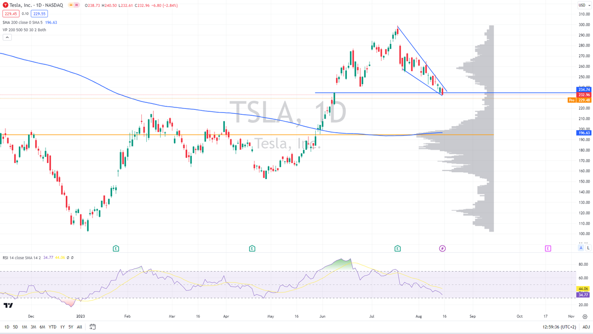 If everyone is going long $TSLA based on falling wedge and gap support, ain't it better to take the short side and go against the crowd? #Tesla