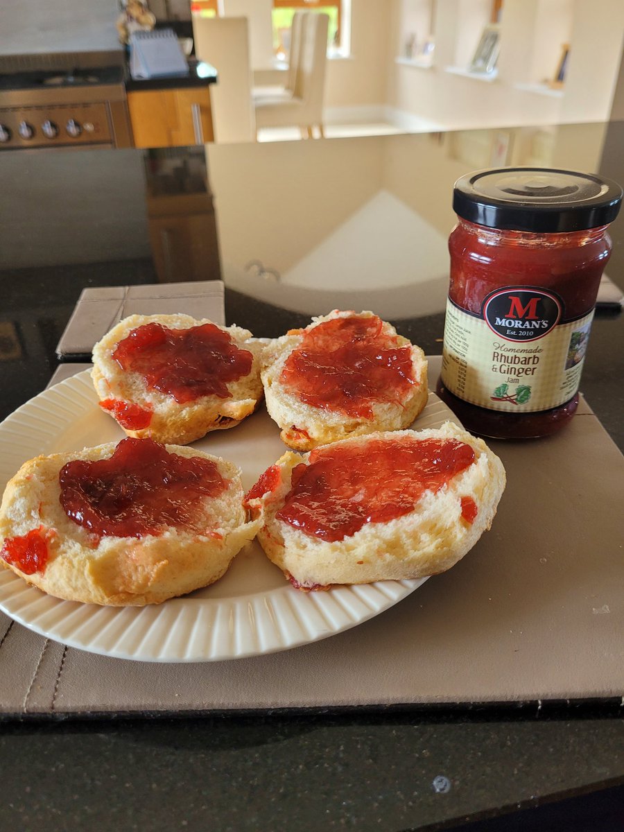 eamonnodonnell's tweet photo. @morans_mega_jam Rhubarb &amp; Ginger Jam with my own @ODonnellsBakery Cherry Scones. A wonderful combination if I may so myself! https://t.co/H7qVaLMeKv