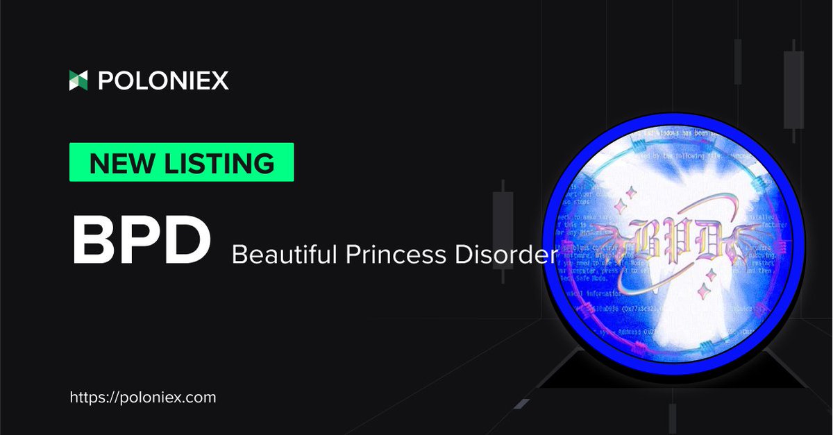 Poloniex's tweet image. Beautiful Princess Disorder (BPD) is Poloniex newest listing! 🚀 
@bpd_clearpill

Deposit will be opened on August 16th, 09:00 (UTC)

August 16th (UTC), Post-only mode will be enabled on 09:00 &amp;amp; Full trading will be enabled on 10:00

support.poloniex.com/hc/en-us/artic…

#NewListing #Crypto…