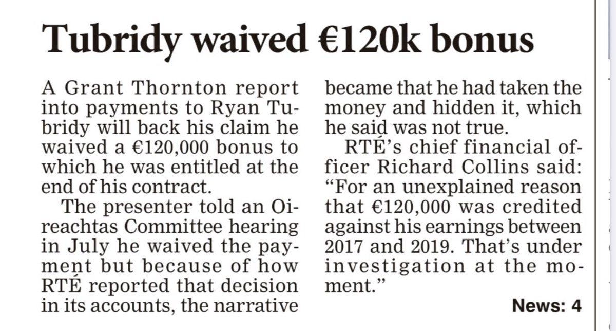 Jim_Sheridan's tweet photo. Ryan Tubridy exonerated in both independent reviews by Grant Thornton
He actually waived €120,000 and paid tax on every penny he ever earned yet he’s been the scapegoat for every RTE story and the subject of horrific abuse and character assassination
NO GOOD DEED GOES UNPUNISHED https://t.co/zY1JxLlzp0