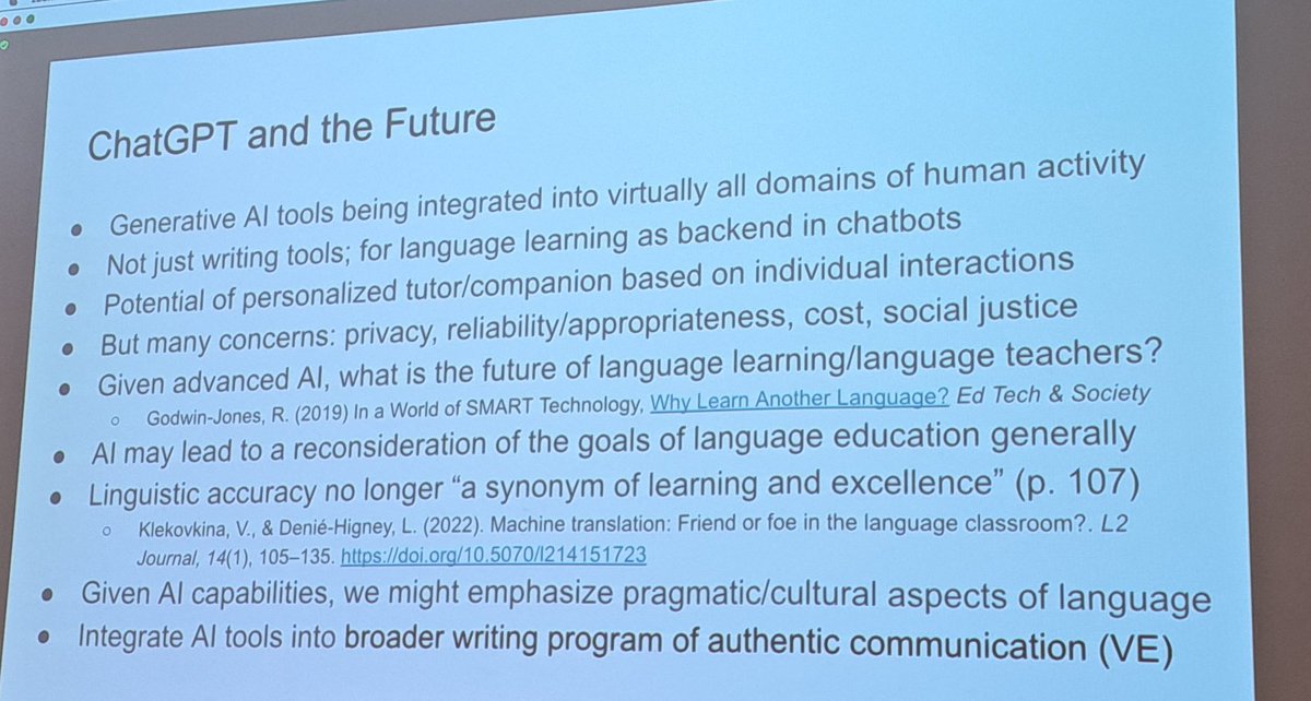 Future of #AI and #LanguageLearning #Eurocall2023 @EurocallLang