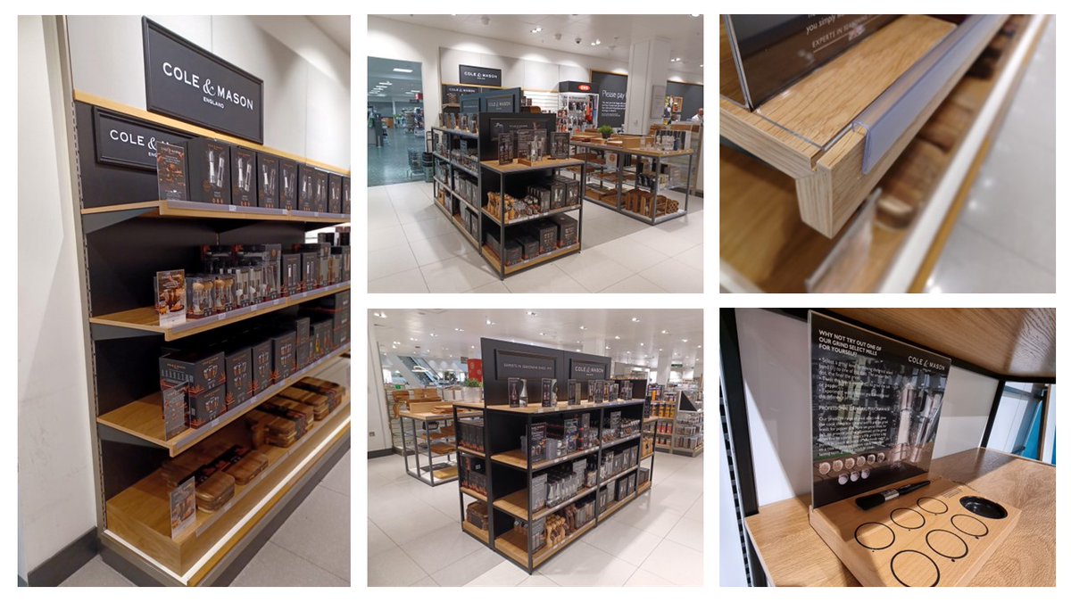 We 💕a retail project and 💕the housewares market. Beautiful gondola units and shelving manufactured and installed by us to John Lewis Bluewater yesterday on behalf of the Cole &amp; Mason brand  yesterday. Following on from the Oxford St and Horsham stores. Experiential retailing.
