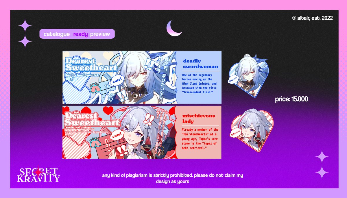 Any interaction is appreciated!

Halooo, aku ada layout ready jingliu sama topaz yang udah bisa ditake sekarang! Price 16K dapet ava PNG only ya. Payment bisa lewat qris juga!

#zonauang #zonaba