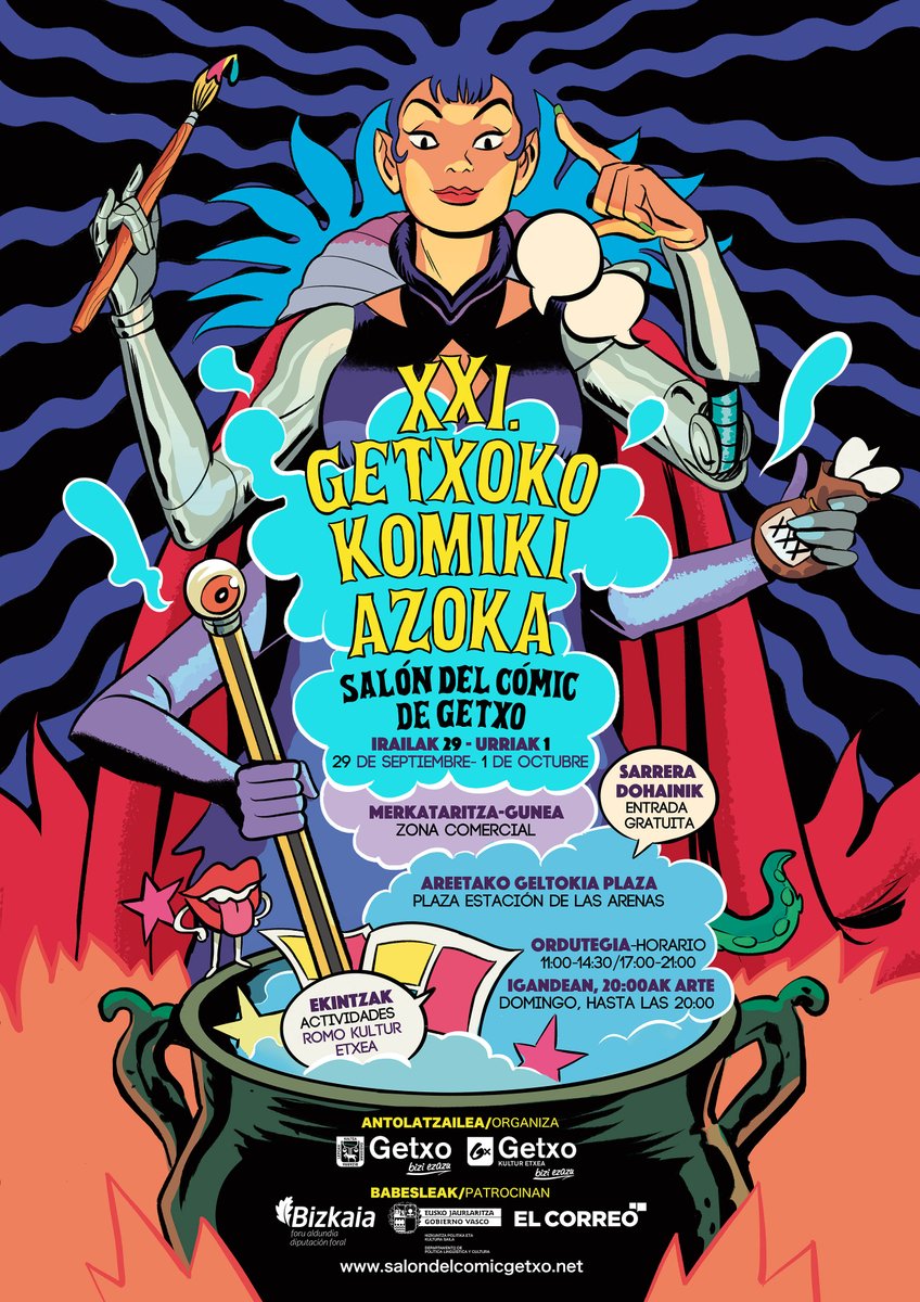¡ATENCIÓN! Ya tenemos en cartel del próximo SALÓN DEL CÓMIC DE GETXO, realizado por la inefable @NatachaBustos. Nos vemos del 29 de septiembre al 1 de octubre. Este año los premios homenaje serán para la excelsa artista ANA MIRALLES y el ínclito guionista vasco MIKEL BEGOÑA. 👍👏