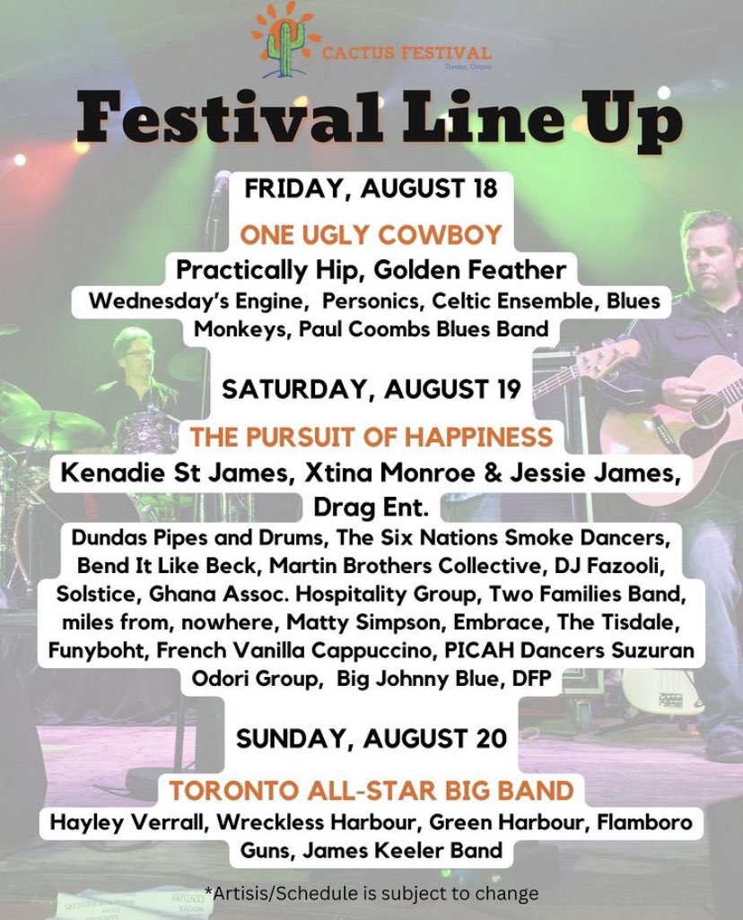 BackBourbon's tweet photo. This Saturday, if you want to go west, head to the Dundas Cactus Festival and catch our friends DFP for their 7:30 set. If you want to go east, head to Stoney Creek for the first ever Boots In The Creek and catch our friend Rich Cloke. Whatever direction you choose is a good one! https://t.co/kGns1Vqry9