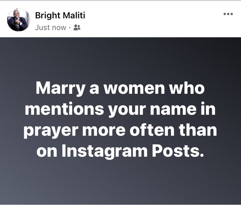 brightmaliti's tweet photo. Marry someone who mentions you in prayer more often than on Instagram posts 🤔 https://t.co/4YWhOntcYF