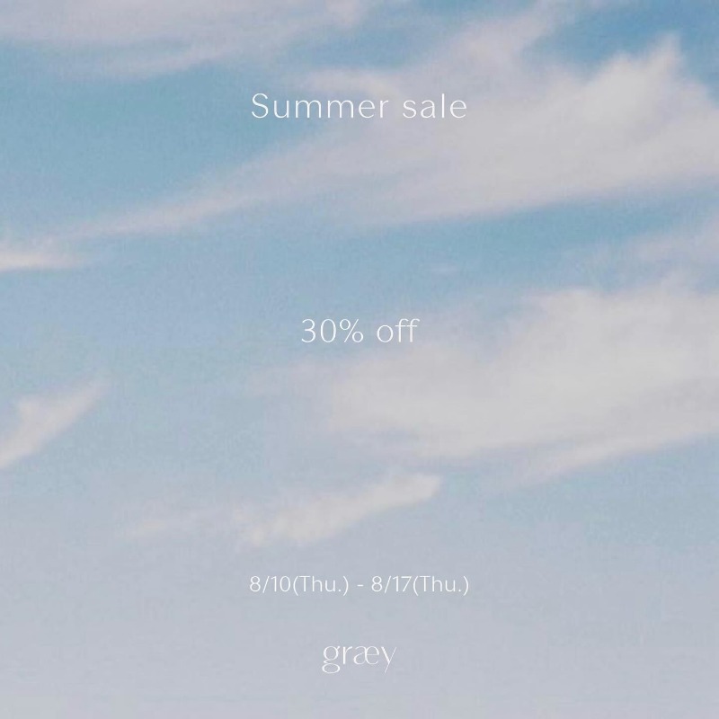 graey_official's tweet photo. 【残りあと2日🌙】
*Summer sale 30%off*
対象商品が30% offになる大変お得なセールが明日までとなります！

1点もののお洋服も対象、残り少ない商品もございますのでお見逃しなく🏃💨

Summer sale
期間：8/10(木)19:00〜8/17(木)23:59
対象商品割引率：30% off