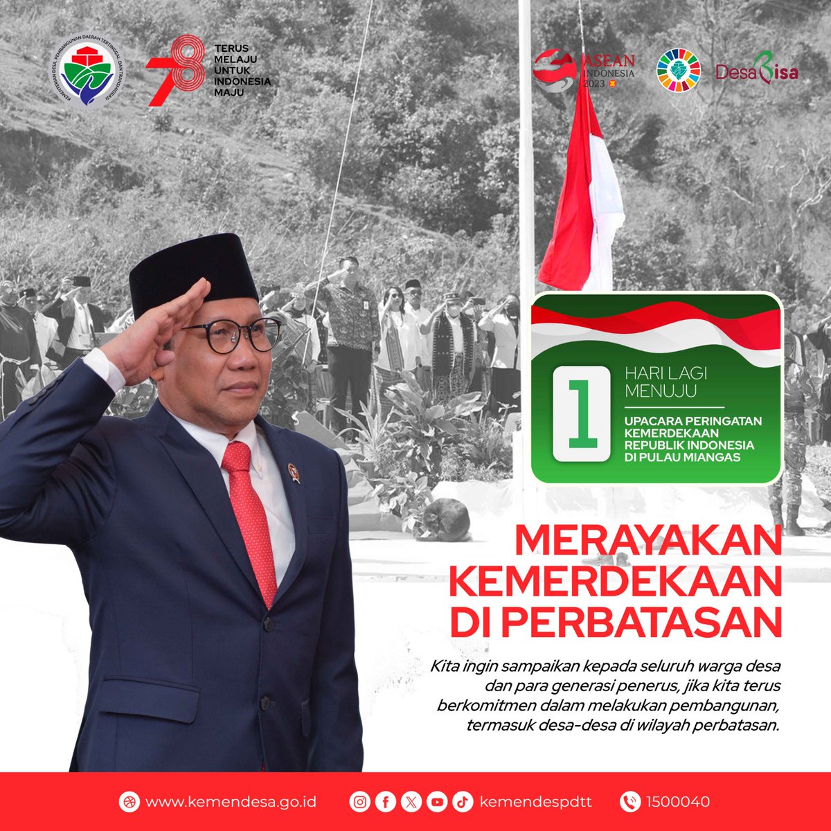kemendespdt's tweet photo. Pulau Miangas, salah satu wilayah terluar, menjadi perbatasan di utara Indonesia.

Untuk menunjukan komitmen melakukan pembangunan di desa2 wilayah perbatasan, Kemendes PDTT akan melaksanakan upacara peringatan Kemerdekaan Republik Indonesia di Pulau Miangas, 17 Agustus 2023. https://t.co/jiotwIcTyK
