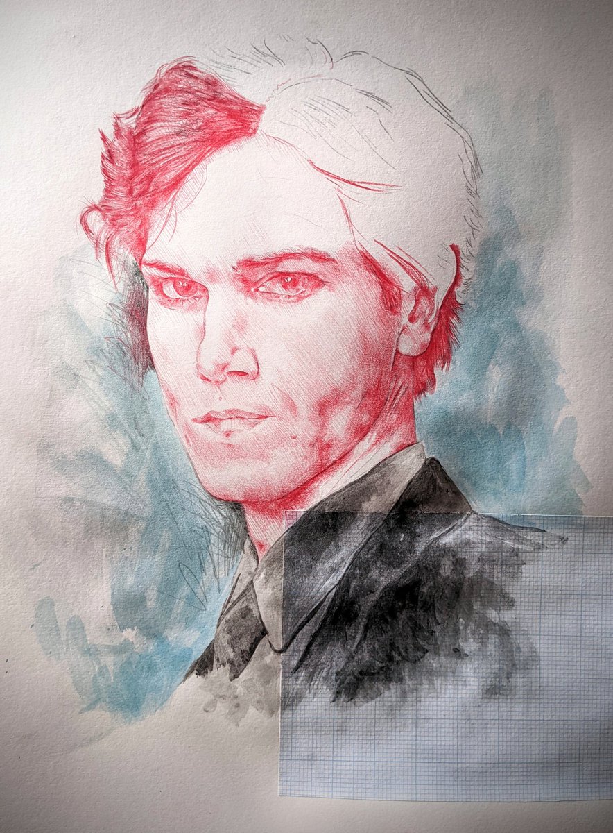 SCHSartdesign's tweet photo. Progress so far on the latest of my series of portraits of musicians whose work continues to move and inspire me (and frankly, kept me alive at points). The beautiful... John Foxx #johnfoxx #metamatic #arpodyssey #mixedmedia #portrait https://t.co/zsy2yPmtPj