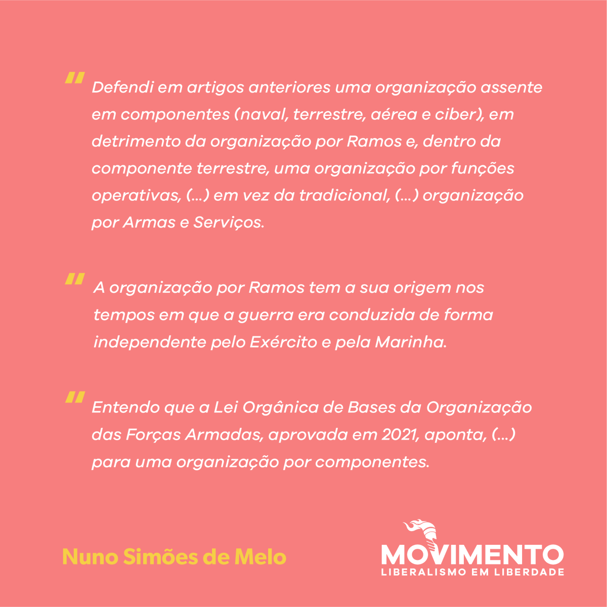 Para Nuno Simões de Melo as Forças Armadas deveriam ser organizadas por componentes, com um maior investimento do governo português na soberania nacional.

observador.pt/opiniao/forcas…

#liberalismoemliberdade