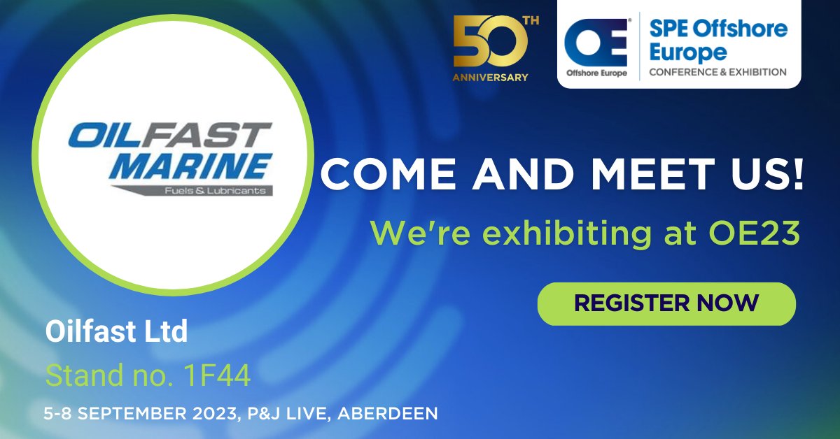 OilfastScotland's tweet photo. 🚢 Oilfast is delighted to be an EXHIBITOR at SPE Offshore Europe, in Aberdeen on the 5th-8th of September.

Register now and meet Dianne Graham, Nicola Greig &amp; David Paterson at our stand to discuss your Marine Fuel, Lubricant requirements! 

👉 https://t.co/cf2p1lZqCX https://t.co/wsdssjS2Oe