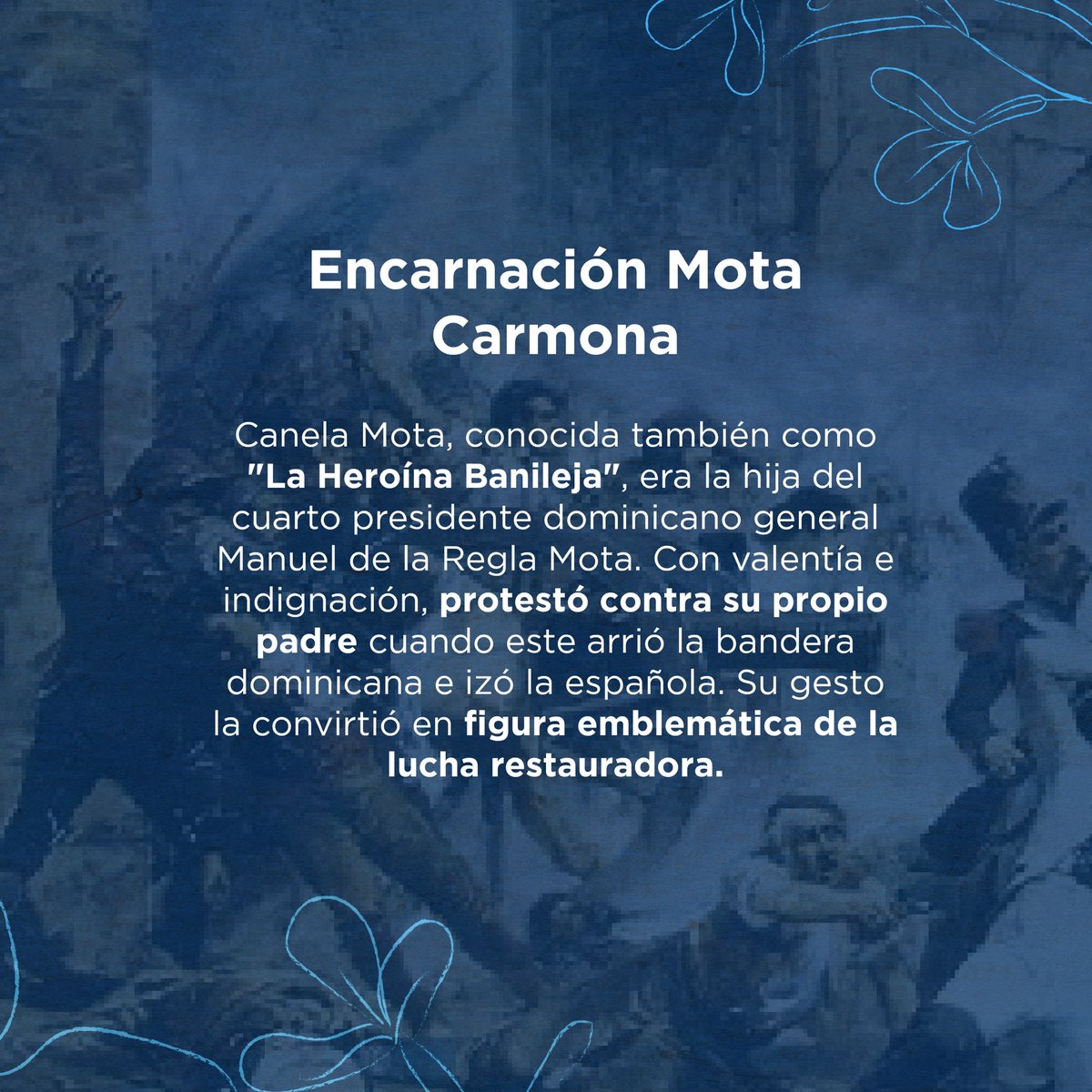 raquelarbaje's tweet photo. El 16 de agosto del 1863, el Grito de Capotillo dará inició a la Guerra de la Restauración liderada por el general Gregorio Luperón para recuperar la soberanía perdida por la anexión de la República Dominicana a España, retornándola a su condición de colonia. 

Durante los dos años que duró la lucha por la soberanía, fueron muchas las mujeres que, de distinta manera, se incorporaron al movimiento restaurador, dando ejemplo de compromiso patriótico y valentía.

Hoy, cuando se cumple el 160 aniversario del Grito de Capotillo, recuperamos los nombres de algunas de ellas en homenaje a todas las mujeres que han contribuido a través del tiempo con la lucha por la liberad del pueblo dominicano.