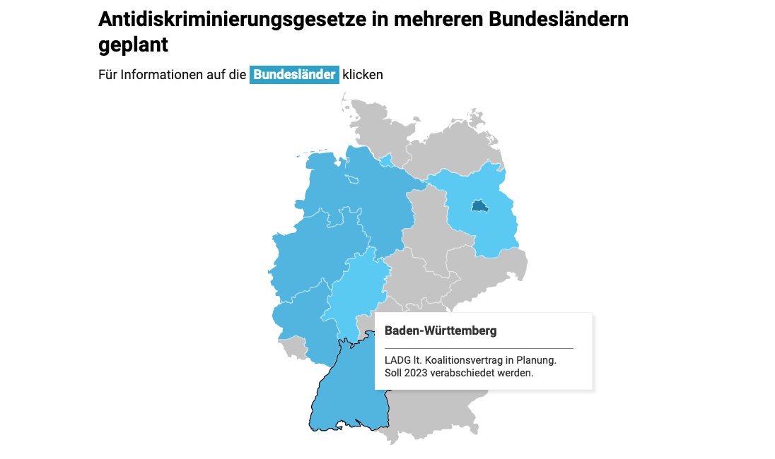 MDIntegration's tweet photo. Berlin hat seit 2020 ein eigenes Antidiskriminierungsgesetz, es soll u.a. vor Diskriminierung durch Ämter, Schulen oder der Polizei schützen. Unsere neue Recherche zeigt: 5 weitere Länder planen Gesetze, andere haben sich dagegen entschieden. https://t.co/U9pkl9l8I6 https://t.co/pIU6S5XULj