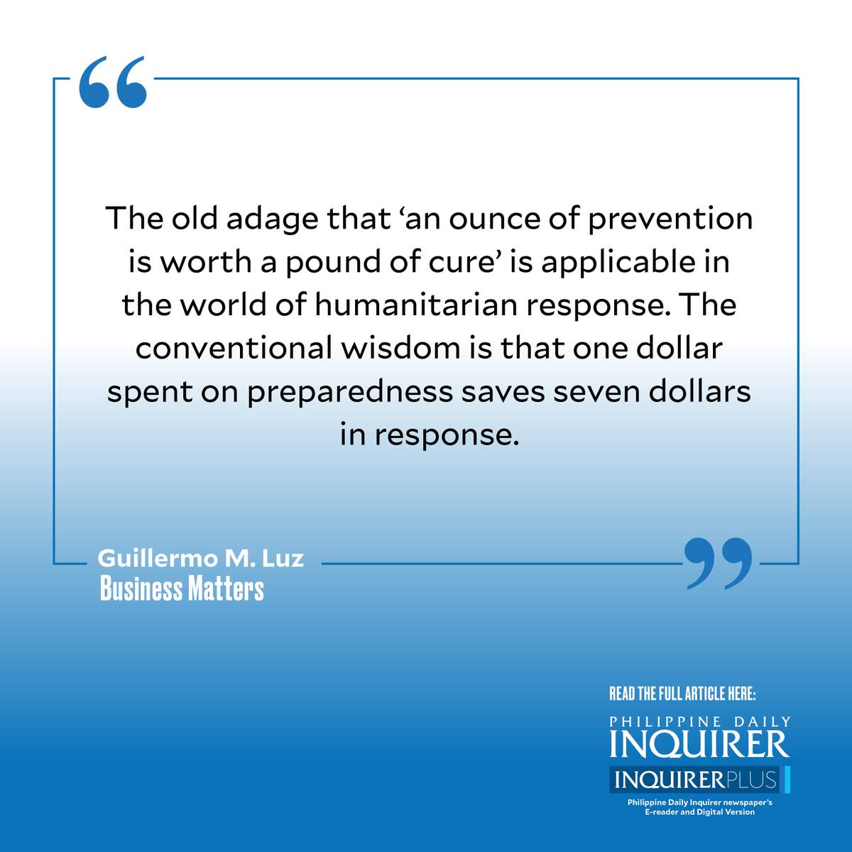 Today's #BusinessMatters by Guillermo M. Luz (Aug. 17, 2023).  Visit opinion.inquirer.net for fearless views and more.  Get the Inquirer here: fb.com/inqplus