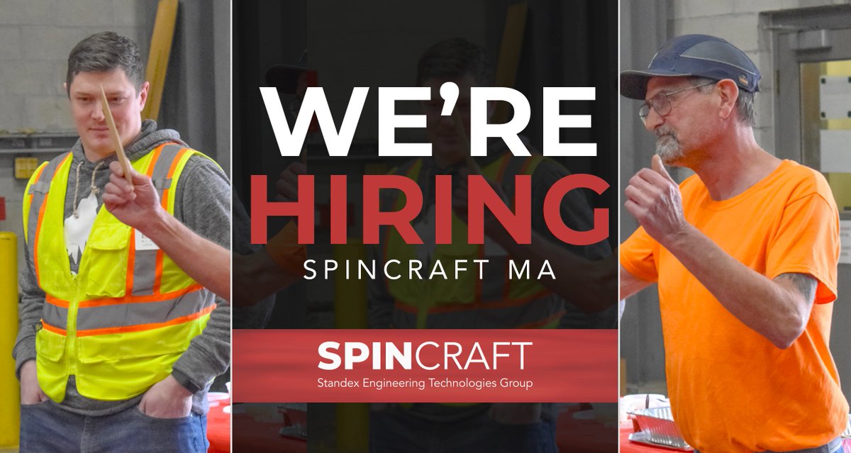 Our Spincraft #Massachusetts team is hiring! Look into the available opportunities to be a part of our #manufacturing team here: buff.ly/3ae349z

#Hiring #MassJobs #MAJobs #BostonJobs #NHJobs #ManufacturingJobs #JobAlert #NewHampshire #MetalSpinning #MetalForming #Union