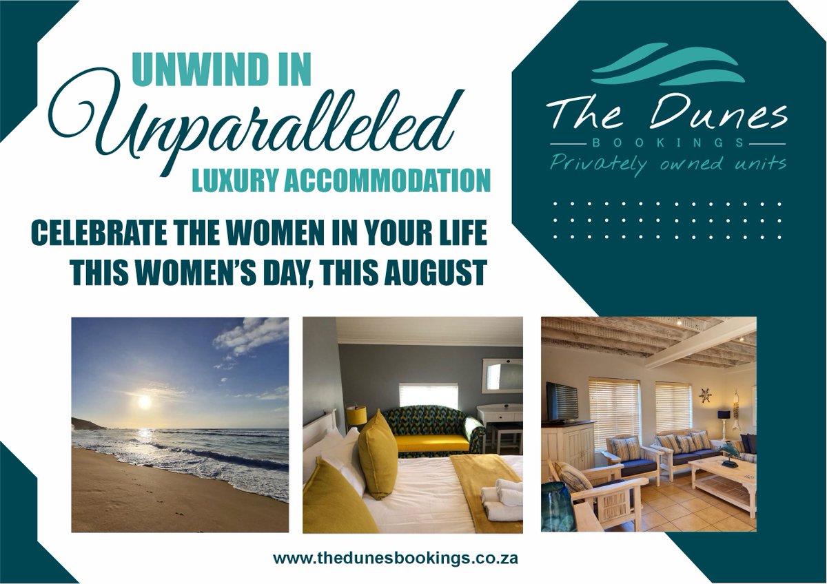 Celebrate Women's Day in Style this August!🌸🌺

Escape to The Dunes Resort for a memorable getaway and indulge in our luxurious accommodations.

Book: thedunesbookings.co.za

#DunesResort #WomensDayWeekend #CoastalEscape #LuxuryGetaway #UnforgettableExperience #ExquisiteDining