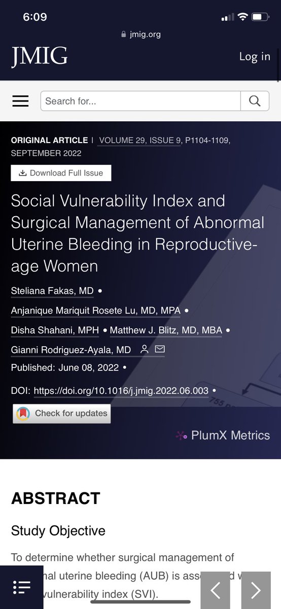 Welcome to the August #JMIGjc! 

The objective was to determine if surgical management of AUB in reproductive-age women is associated with social vulnerability. Specifically, open vs min invasive surgery. What do you think the authors found? 

<a href="/AAGLJMIG/">JMIG</a> #twitterjournalclub