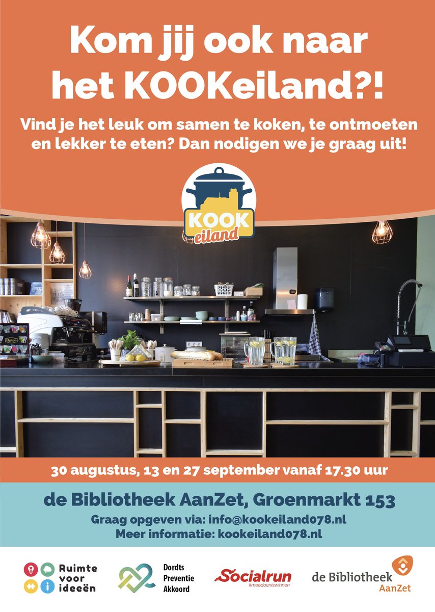 Zorgideeen's tweet photo. Woensdag 30 augustus gaan we weer van start met KOOKeiland in de @biebaanzet . Vind je het leuk om te koken, te ontmoeten en lekker te eten? Dan nodigen we je graag uit! We beginnen om 17.30 uur. Deelname is gratis, wel opgeven via: info@kookeiland078.nl https://t.co/3HjqVxAIjc