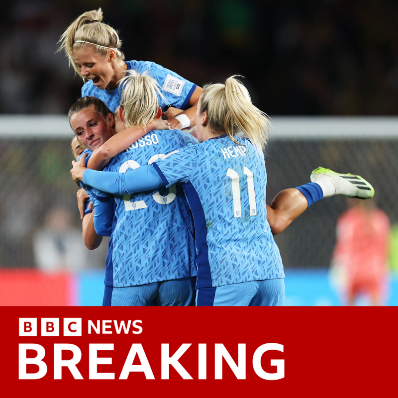 BBCBreaking's tweet photo. England have qualified for their first Women's World Cup final after the Lionesses beat Australia 3-1

More ⬇