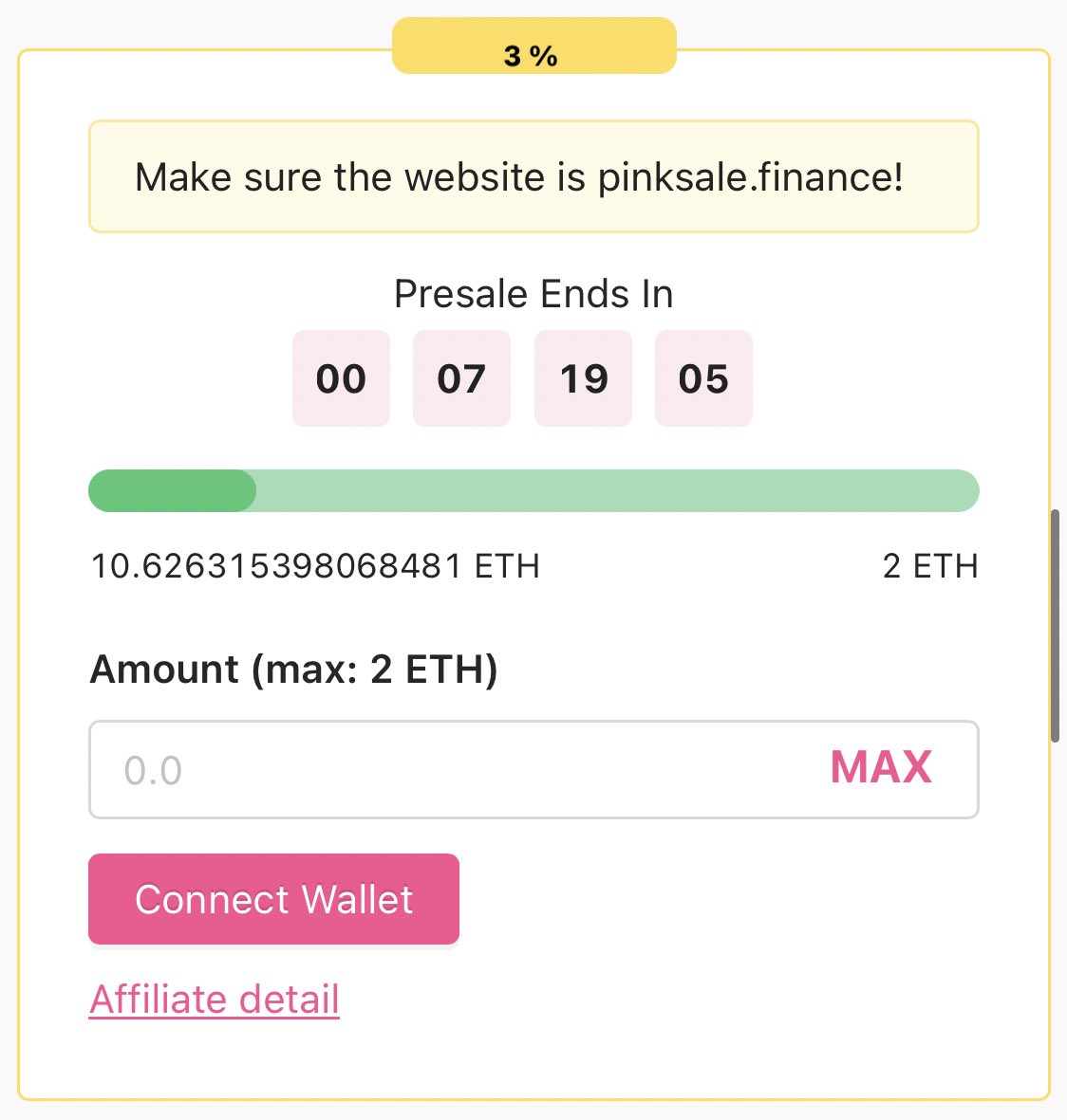 With just over 7 hours remaining we have so far raised over 10ETH

Become a CEO and join the Presale before it’s too late 

pinksale.finance/launchpad/0x04…