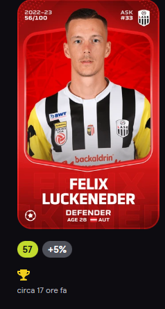 FunciaMarco's tweet photo. my second rewards rare,just a T4 in 220 but still happy for this card, @SorareAustria will he return as starter soon? https://t.co/1NwKl7WBcX