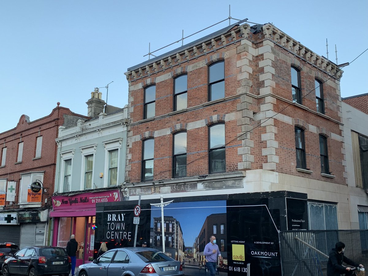 stevensgreen1's tweet photo. Before and after pics of Main Street facade. The preferred option was to demolish, I pushed for restore @BrayTCouncil and this was the compromise.
Good to see the burned out Victorian red brick next door currently being refurbished and brought back to use. #TownCentresFirst https://t.co/fQPrbwSrXs