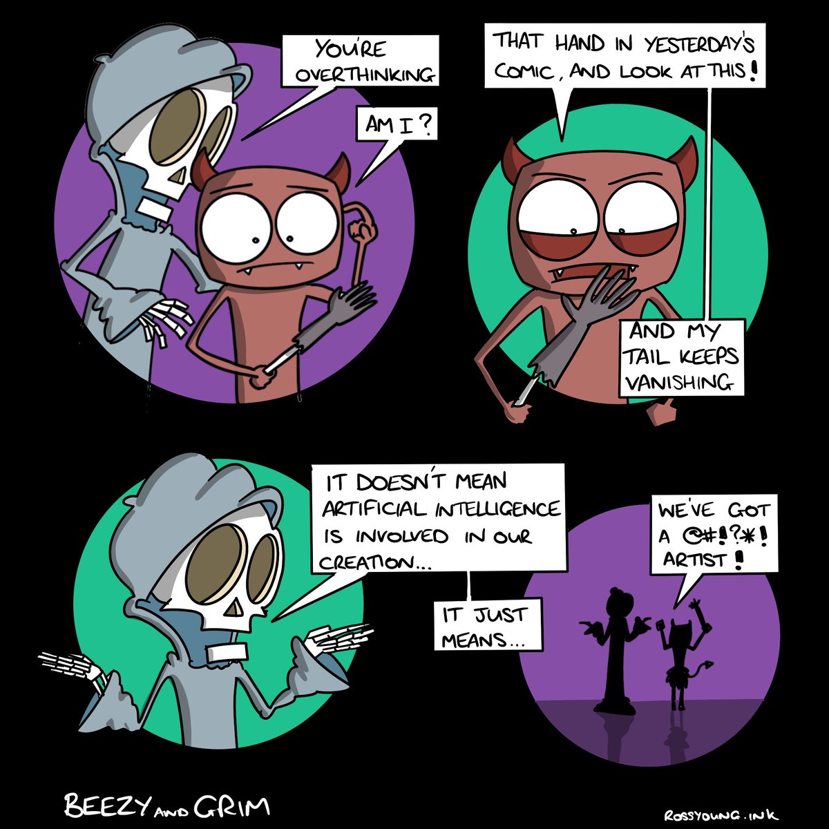 Oh, it's like that is it? Well, I think you best remember you controls your fate, BEEZY! #Beezyandgrim #dailycomicstrip #webcomic #comicart #grimreaper #beelzebub #cartoon #dailycomic