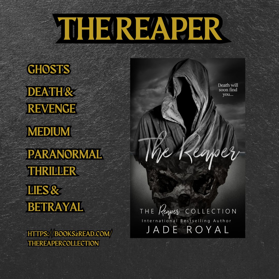█ THE REAPER IS HERE █

Four stories inside one book with one common theme. Revenge. Now available on Kindle Unlimited!

Universal Link: books2read.com/thereapercolle…

Tʜᴇʏ'ʀᴇ ᴄᴏᴍɪɴɢ ᴡɪᴛʜᴏᴜᴛ ᴍᴇʀᴄʏ…

#Reaper #authorjaderoyal #dishbestservedcold 
#KindleUnlimited