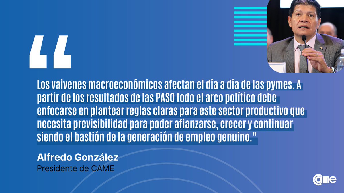redcame's tweet image. PREVISIBILIDAD PARA CRECER 

Tras el resultado de las #PASO, el presidente @AlfredoGZChaco manifiesta la necesidad de reglas claras para el sector productivo #pyme.

#EsConLasPymes