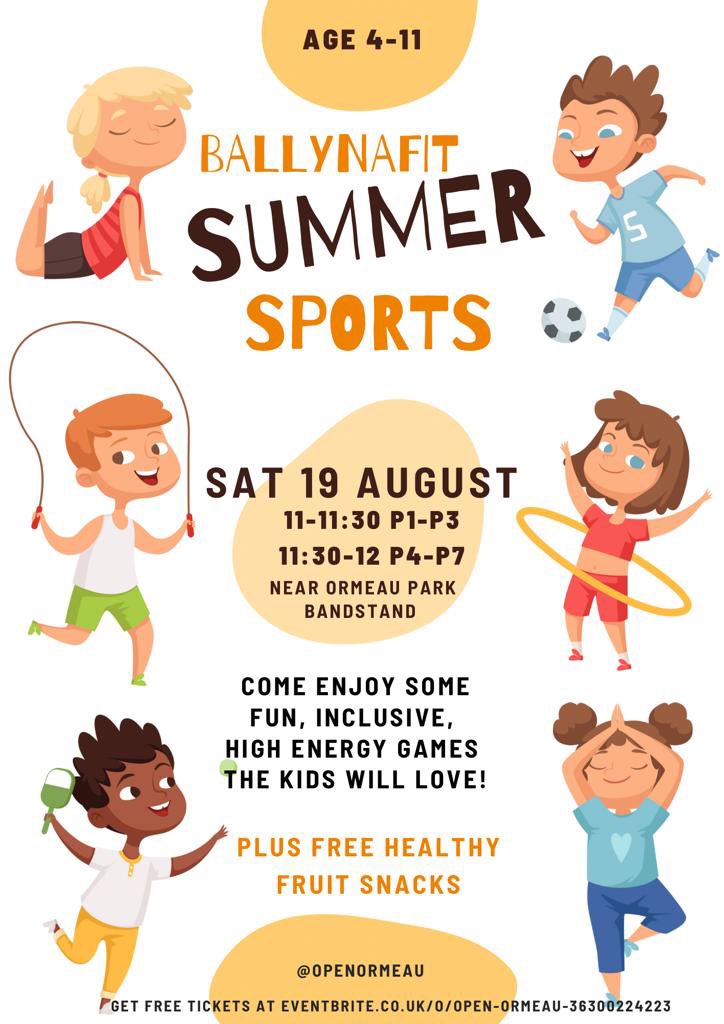 Free kids sports fun and games in the park this Saturday P1-P3 eventbrite.co.uk/e/free-kids-sp… P4-P7 eventbrite.co.uk/e/free-kids-sp…