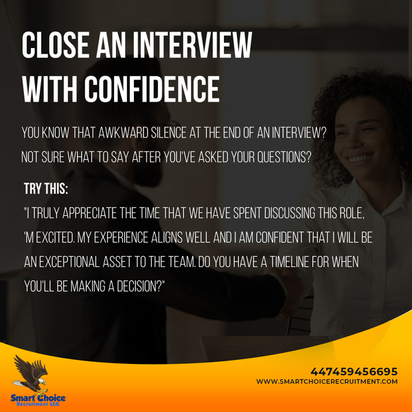 SmartChoicell's tweet image. At Smart Choice Recruitment, we&apos;re not just connecting construction and warehousing companies with top talent,

we&apos;re also here to guide YOU toward interview success.

Finish strong and land that dream job!

Contact us at +447459456695 or visit SMARTCHOICERECRUITMENT.COM.