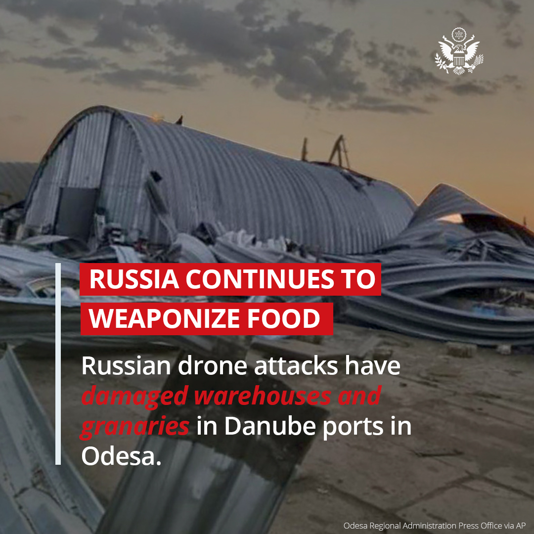 Russia has not only abandoned the #BlackSeaGrainInitiative, they are deliberately targeting Ukrainian grain warehouses and granaries - preventing grain reaching those who need it most.