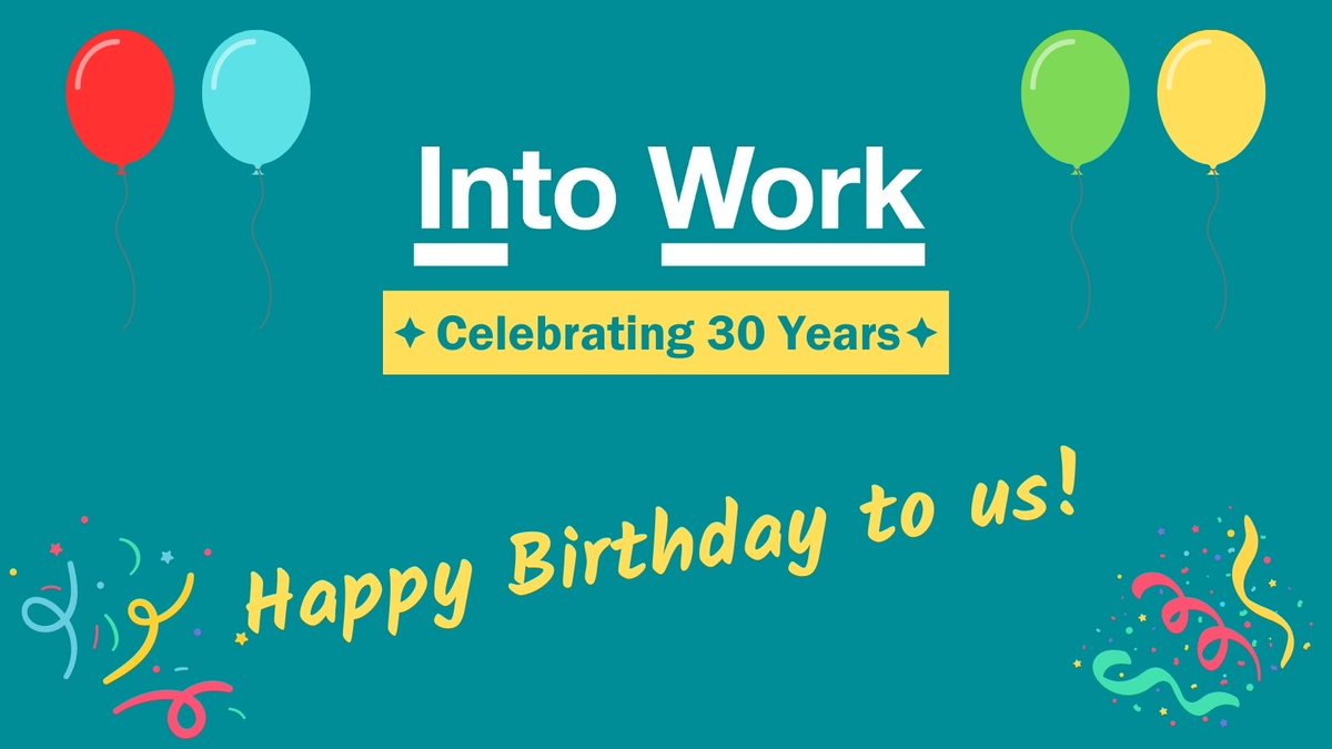 IntoWork57's tweet photo. It's our birthday!

Today, we are officially 30 years old!

We're looking forward to having a proper celebration soon, but we're very proud to have been providing support to disabled people for 3 decades

#HappyBirthdayToUs https://t.co/Q7Vfz15FdB