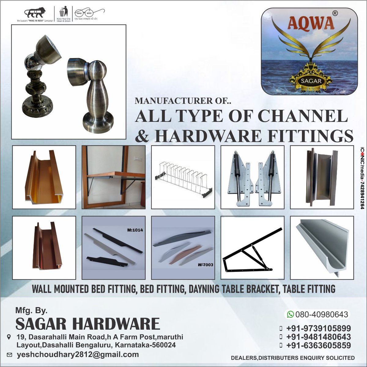 voiceofhardware's tweet image. For enquiry via WhatsApp click: https:bit.ly/91-6363605859
#wallmounted #bracket #tablebracket #bedfitting #dayningtable #channel #handle #aqwa #hardwarefittings #karnataka #VOICEOFHARDWARE 
SAGAR HARDWARE (KARNATAKA)
Contact: +919481480643,+916363605859