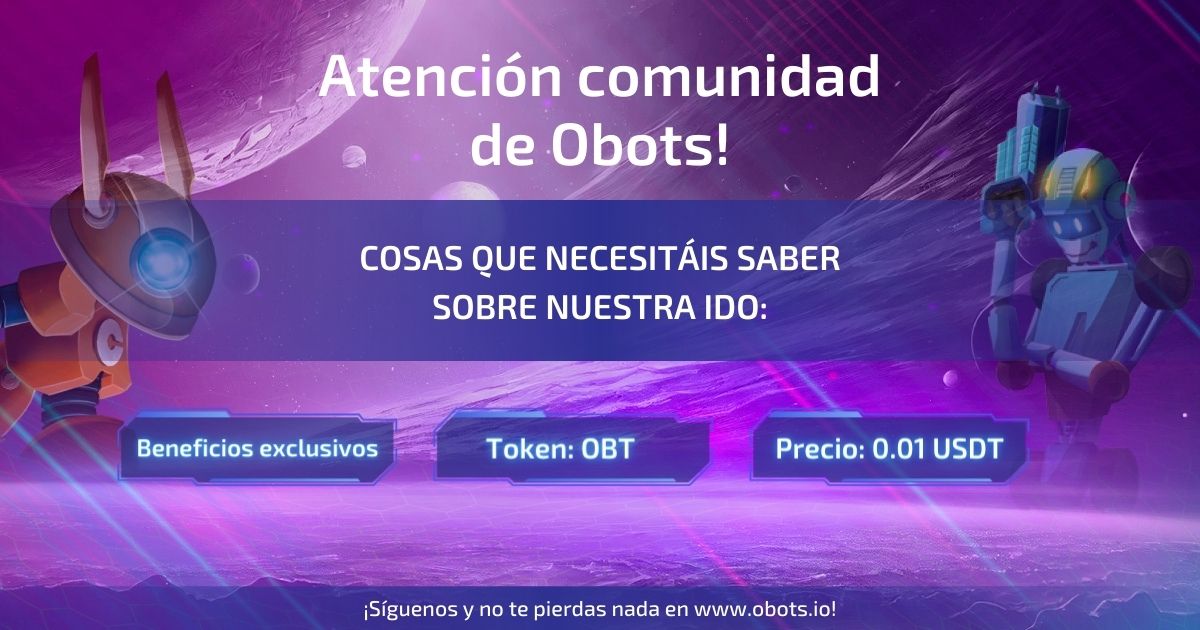 ¿Has participado ya en nuestra #IDO?👇

➡️Recuerda que sólo por participar puedes obtener beneficios y recompensas exclusivas💰

⚠️Queremos recaudar un total de 200.000$⚠️

👉¿Nos ayudas a conseguirlo? Sólo debes unirte a la comunidad #Obots y listo😉 bit.ly/450YX8a
