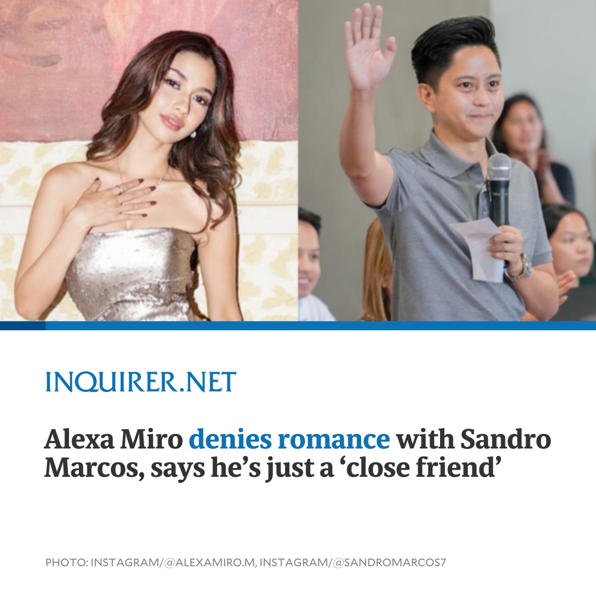 Inquirer on X: Alexa Miro set the record straight about her relationship  status with presidential son, Ilocos Norte Rep. Sandro Marcos, saying the  latter is not her suitor but just one of